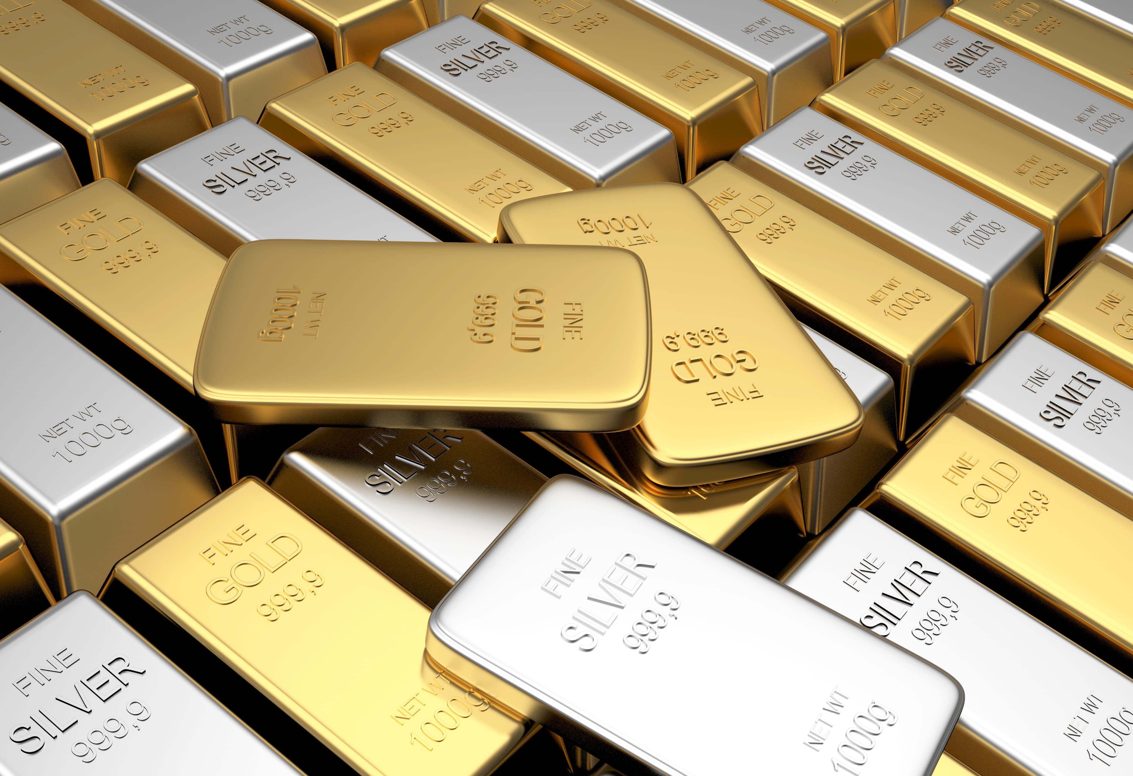 Gold and silver bullion bars